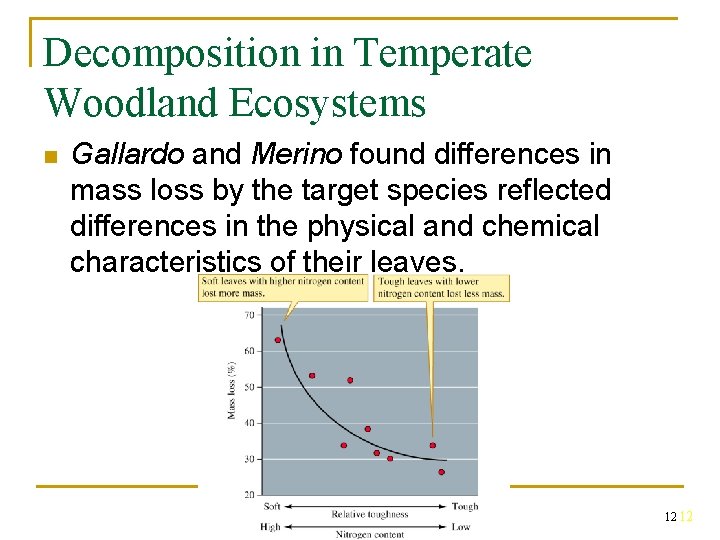 Decomposition in Temperate Woodland Ecosystems n Gallardo and Merino found differences in mass loss