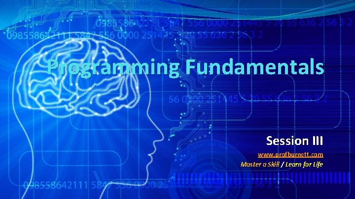 Programming Fundamentals Session III www. profburnett. com Master a Skill / Learn for Life