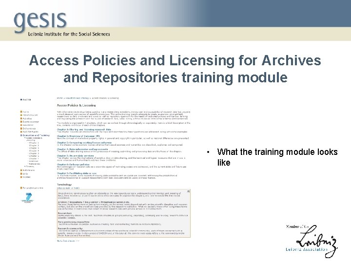 Access Policies and Licensing for Archives and Repositories training module • What the training