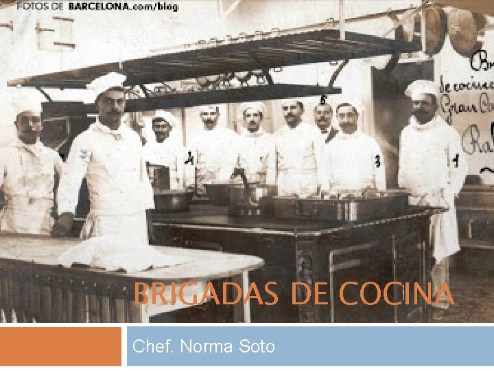 BRIGADAS DE COCINA Chef. Norma Soto 