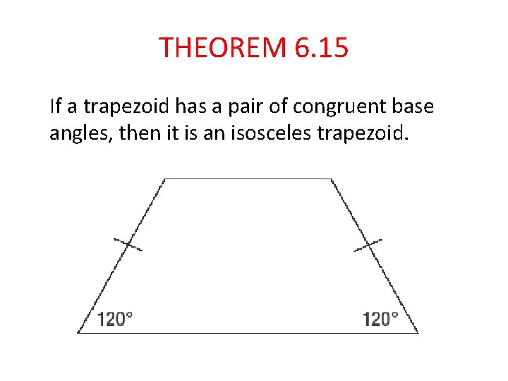 THEOREM 6. 15 If a trapezoid has a pair of congruent base angles, then