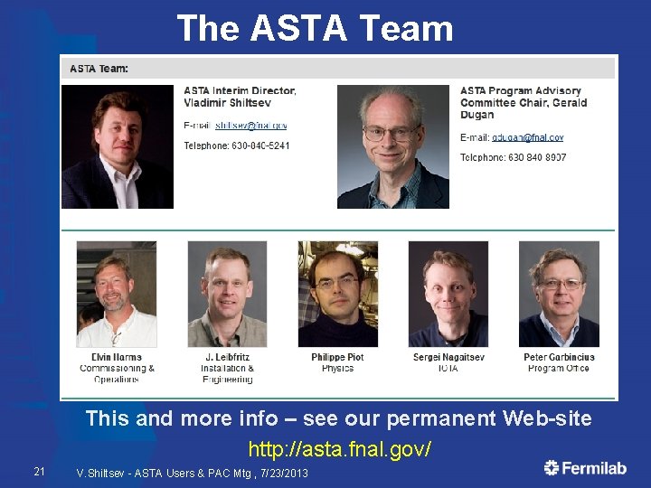 The ASTA Team This and more info – see our permanent Web-site http: //asta.