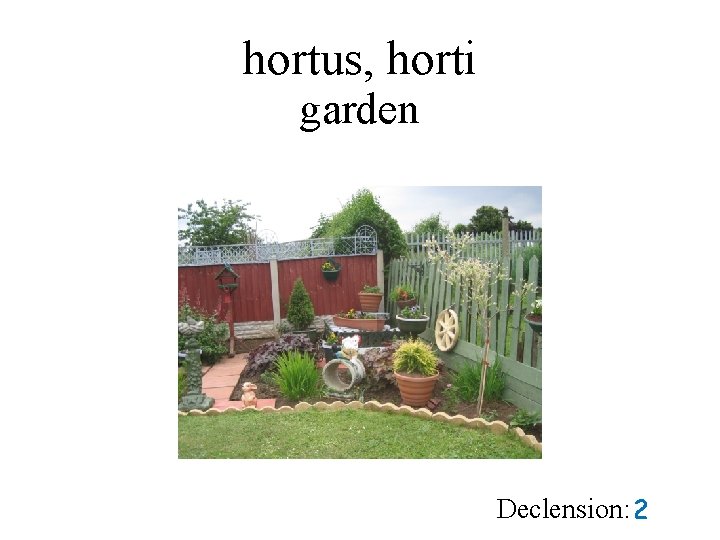 hortus, horti garden Declension: 2 
