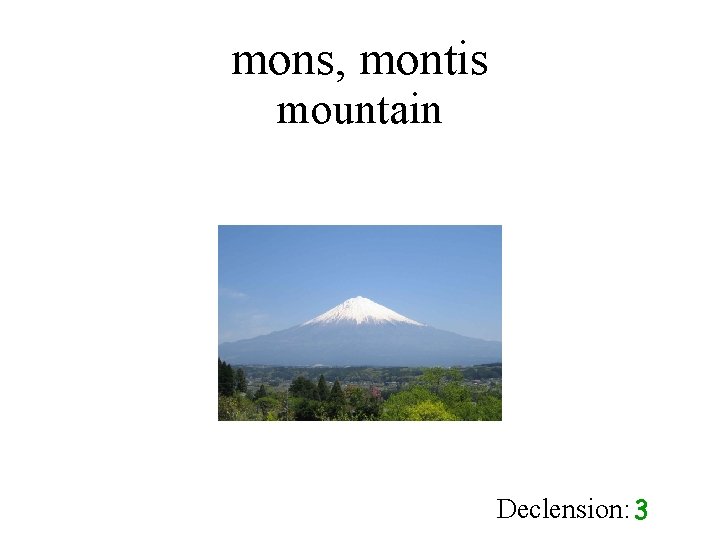 mons, montis mountain Declension: 3 