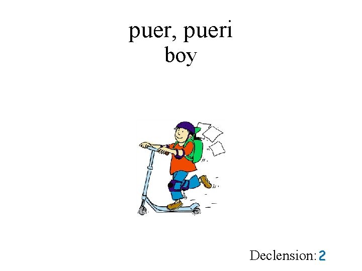 puer, pueri boy Declension: 2 