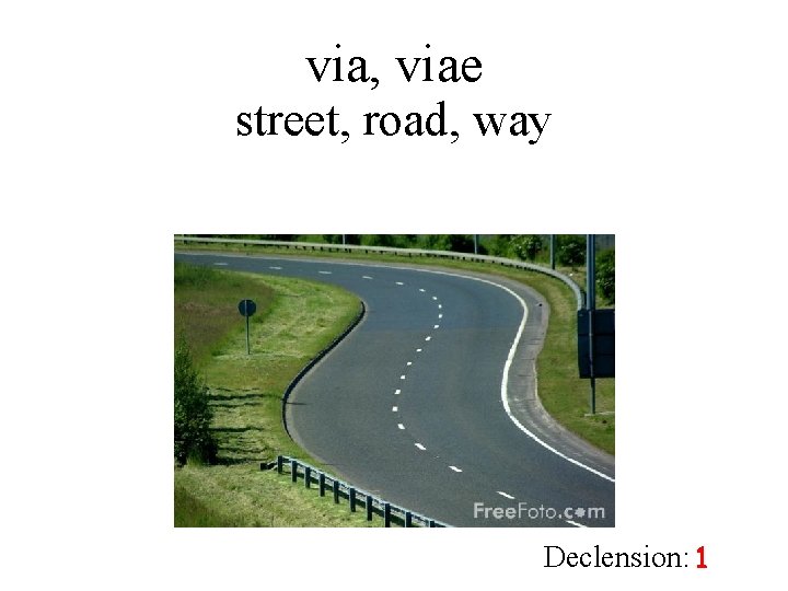via, viae street, road, way Declension: 1 