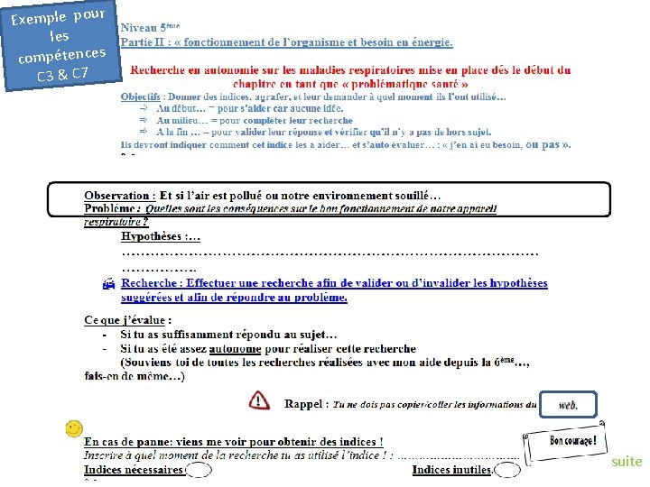 Exemple pour les compétences C 3 & C 7 suite 
