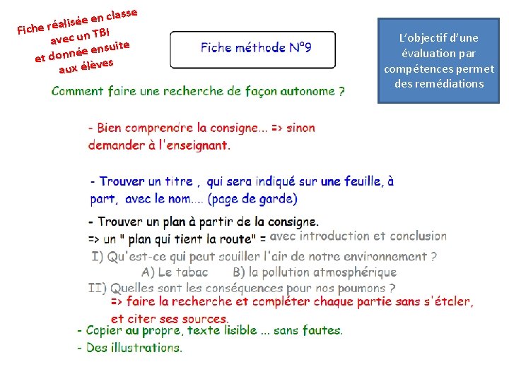 lasse c n e e é alis Fiche ré un TBI avec nsuite e