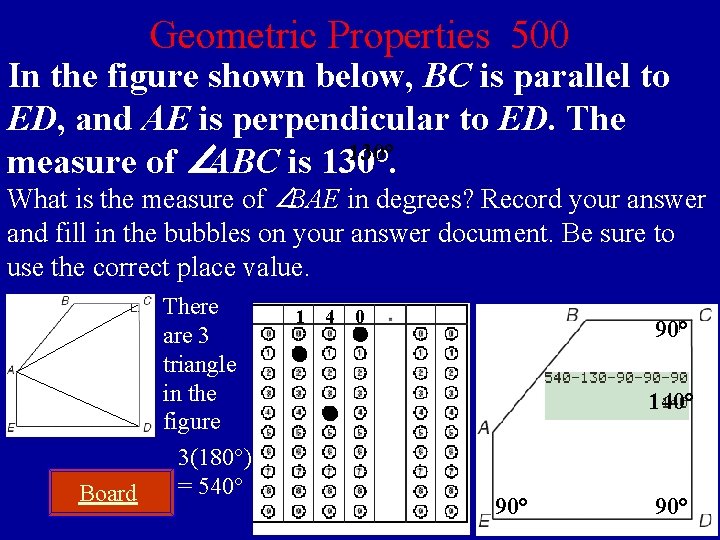 Geometric Properties 500 In the figure shown below, BC is parallel to ED, and
