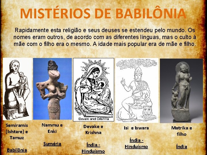 MISTÉRIOS DE BABILÔNIA Rapidamente esta religião e seus deuses se estendeu pelo mundo. Os