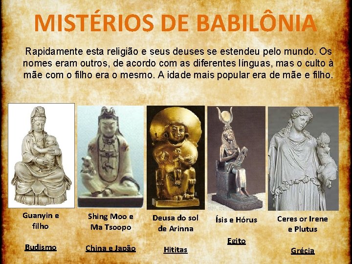 MISTÉRIOS DE BABILÔNIA Rapidamente esta religião e seus deuses se estendeu pelo mundo. Os