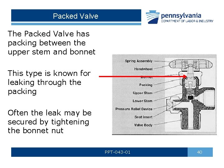 Packed Valve The Packed Valve has packing between the upper stem and bonnet This