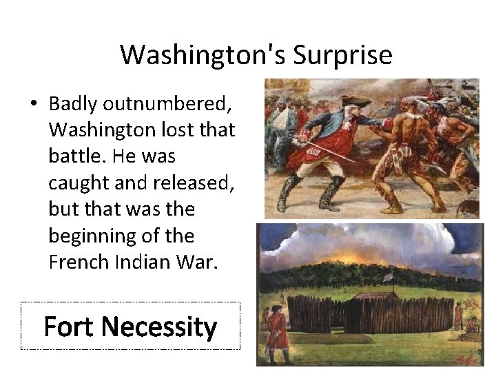 Washington's Surprise • Badly outnumbered, Washington lost that battle. He was caught and released,