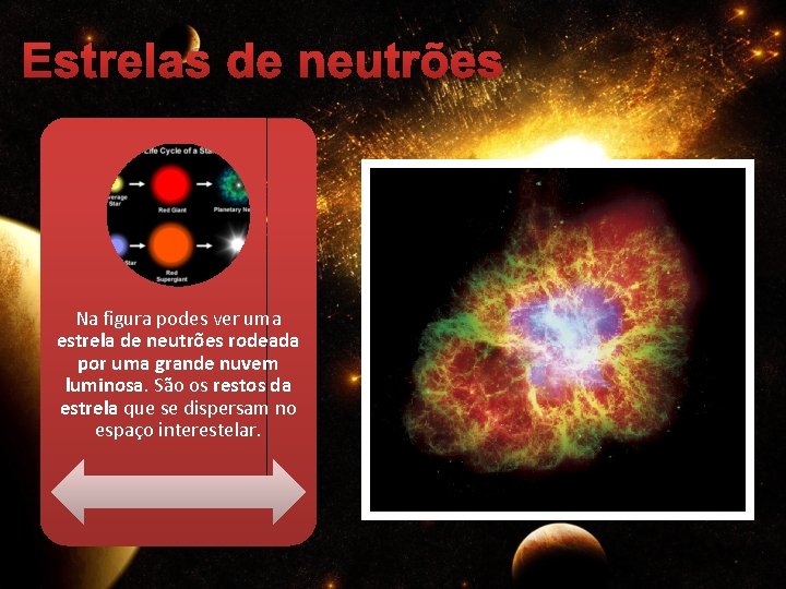 Estrelas de neutrões Na figura podes ver uma estrela de neutrões rodeada por uma