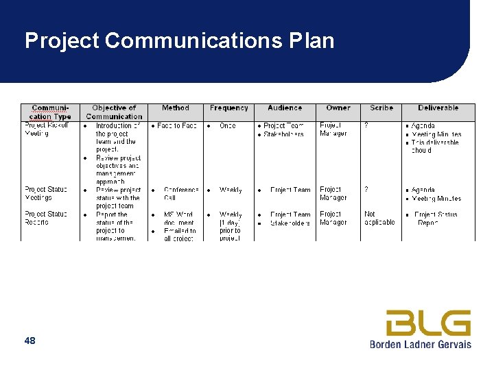 Project Communications Plan 48 