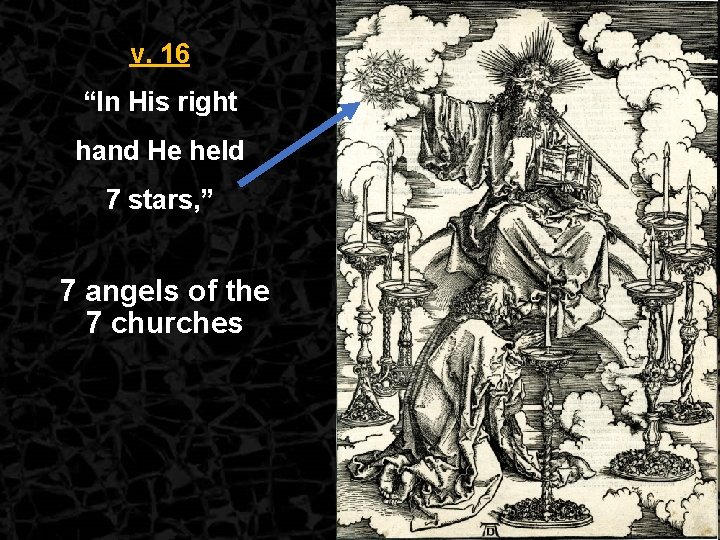 v. 16 “In His right hand He held 7 stars, ” 7 angels of