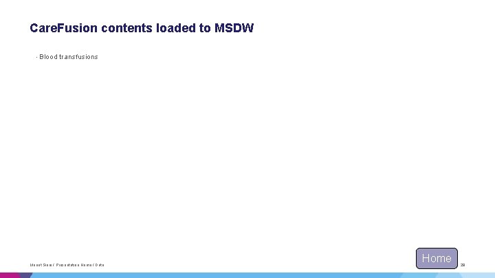 Care. Fusion contents loaded to MSDW • Blood transfusions Mount Sinai / Presentation Name Care. Fusion contents loaded to MSDW • Blood transfusions Mount Sinai / Presentation Name