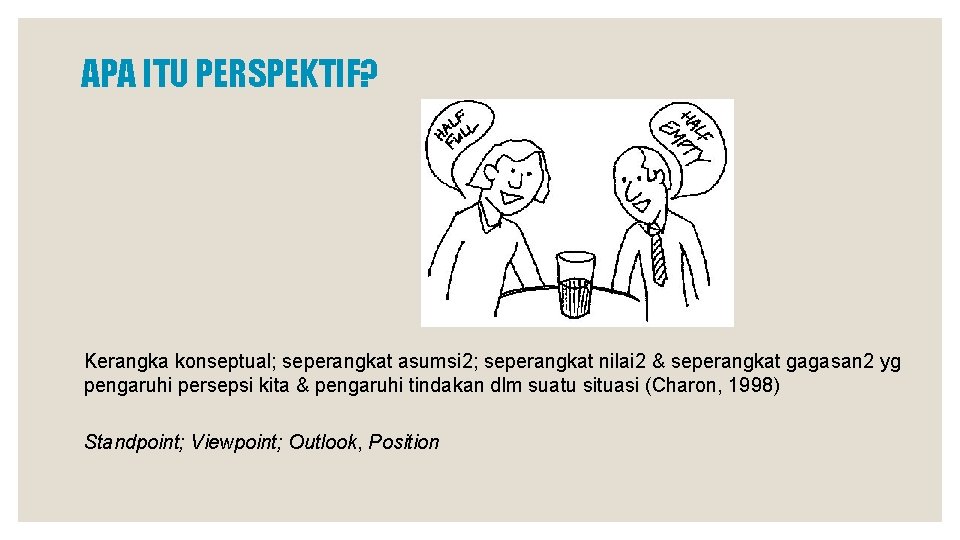 APA ITU PERSPEKTIF? Kerangka konseptual; seperangkat asumsi 2; seperangkat nilai 2 & seperangkat gagasan