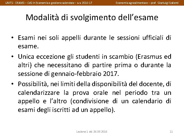 UNITS - DEAMS – Cd. S in Economia e gestione aziendale – a. a.