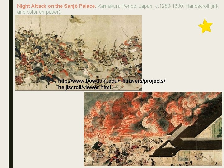 Night Attack on the Sanjô Palace. Kamakura Period, Japan. c. 1250 -1300. Handscroll (ink