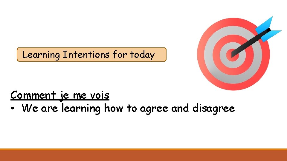 Learning Intentions for today Comment je me vois • We are learning how to