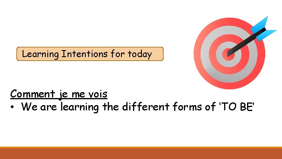 Learning Intentions for today Comment je me vois • We are learning the different