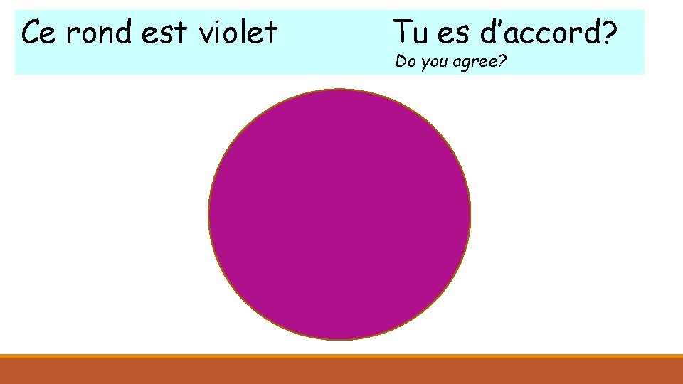 Ce rond est violet Tu es d’accord? Do you agree? 