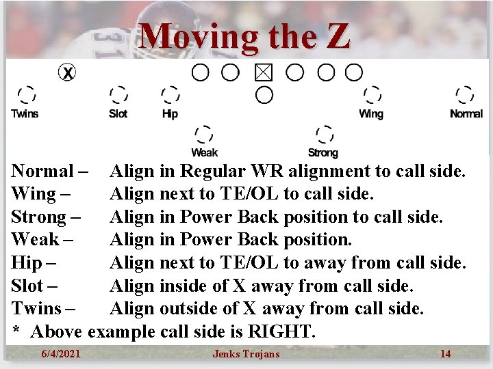 Moving the Z Normal – Align in Regular WR alignment to call side. Wing
