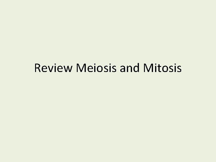 Review Meiosis and Mitosis 