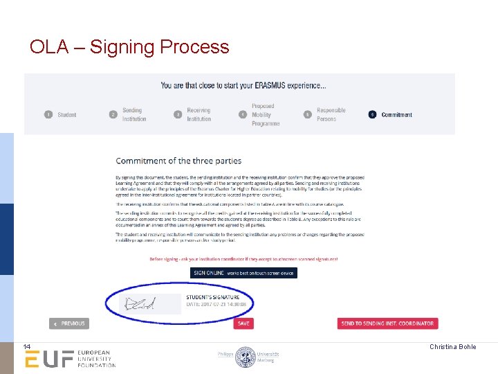 OLA – Signing Process 14 Christina Bohle 