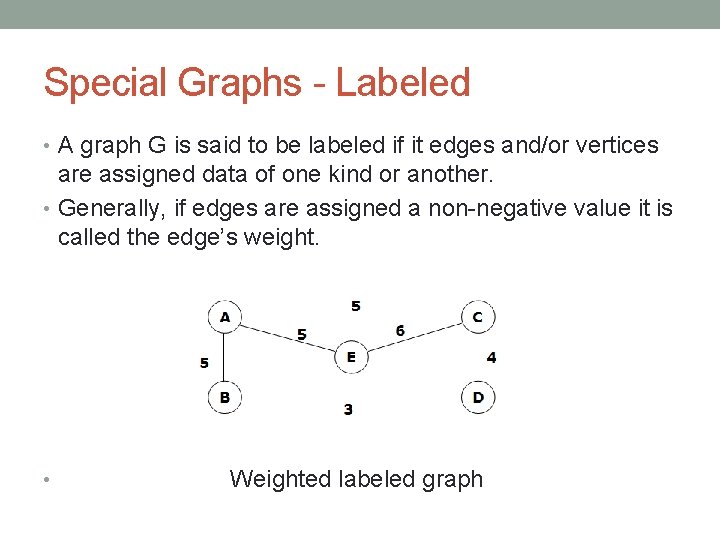 Special Graphs - Labeled • A graph G is said to be labeled if