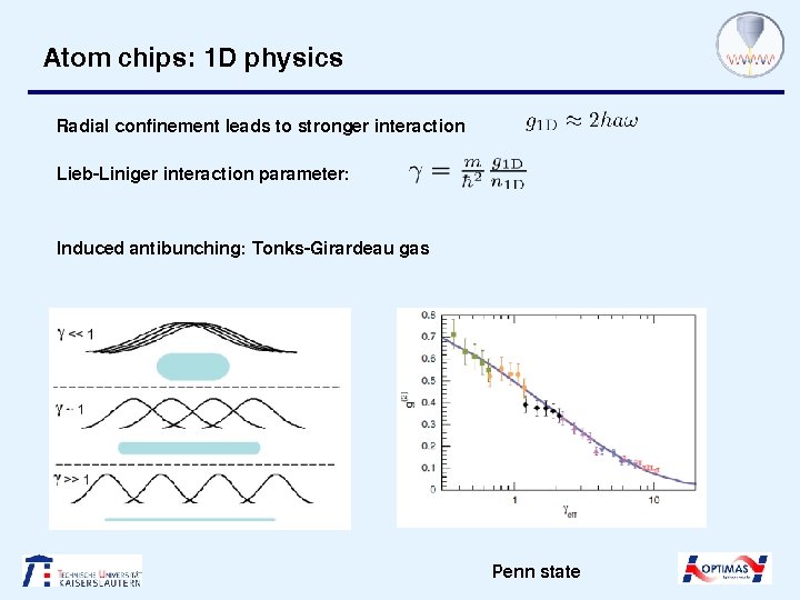 Atom chips: 1 D physics Radial confinement leads to stronger interaction Lieb-Liniger interaction parameter: