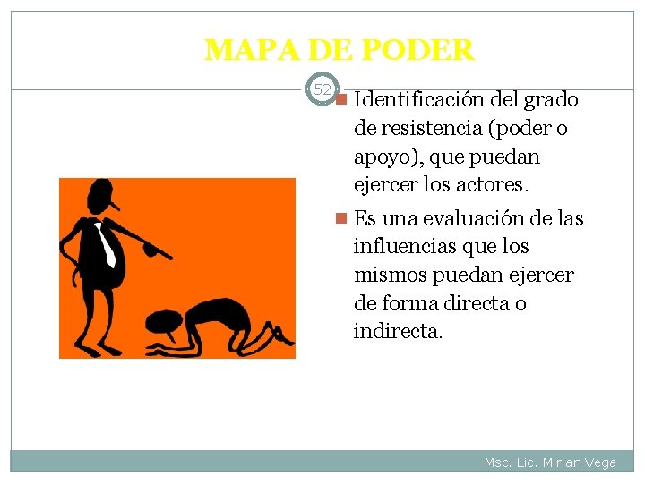 MAPA DE PODER 52 n Identificación del grado de resistencia (poder o apoyo), que