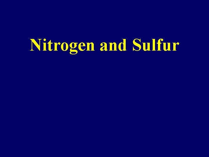 Nitrogen and Sulfur 