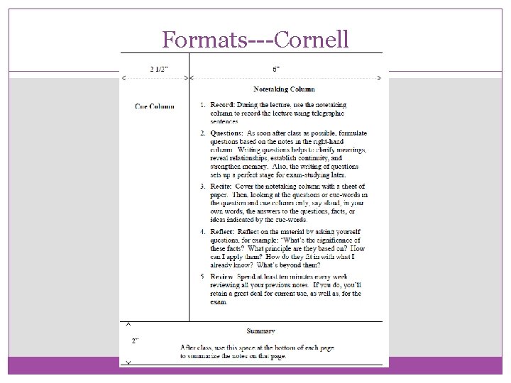 Formats---Cornell 