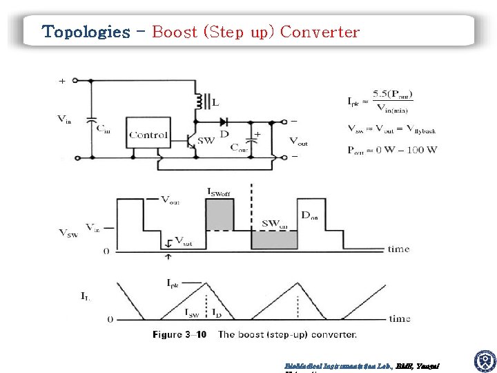 Topologies - Boost (Step up) Converter Bio. Medical Instrumentation Lab. , BME, Yonsei 