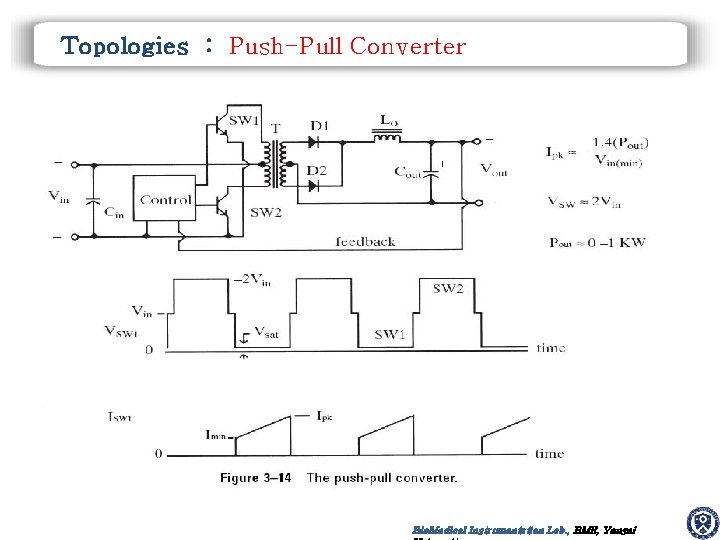 Topologies : Push-Pull Converter Bio. Medical Instrumentation Lab. , BME, Yonsei Topologies : Push-Pull Converter Bio. Medical Instrumentation Lab. , BME, Yonsei