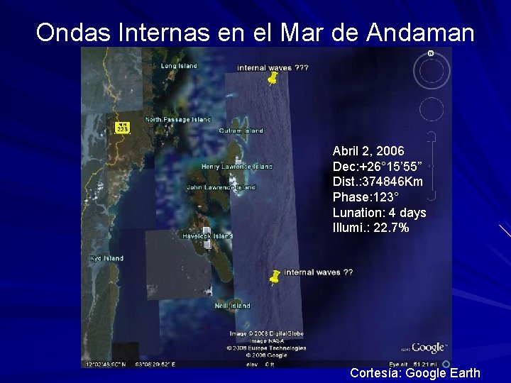 Ondas Internas en el Mar de Andaman Abril 2, 2006 Dec: +26° 15’ 55”
