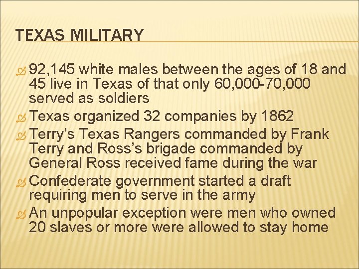 TEXAS MILITARY 92, 145 white males between the ages of 18 and 45 live
