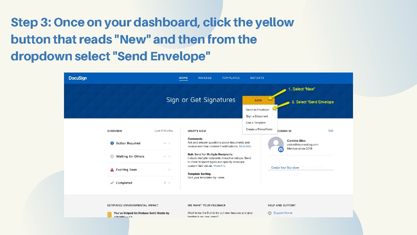 Step 3: Once on your dashboard, click the yellow button that reads "New" and