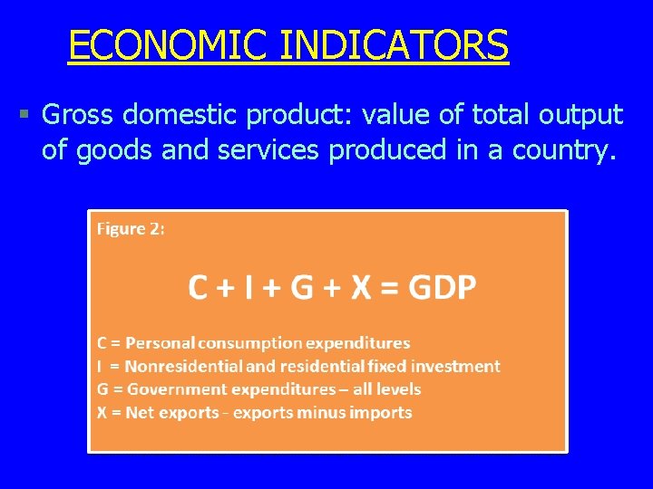 ECONOMIC INDICATORS § Gross domestic product: value of total output of goods and services ECONOMIC INDICATORS § Gross domestic product: value of total output of goods and services