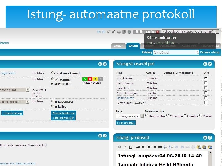 Istung- automaatne protokoll 