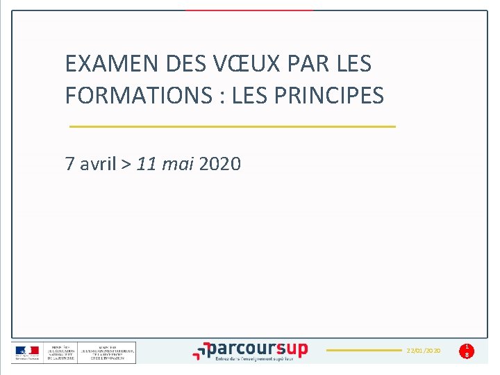 EXAMEN DES VŒUX PAR LES FORMATIONS : LES PRINCIPES 7 avril > 11 mai