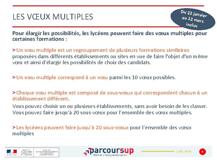 LES VŒUX MULTIPLES Du 22 j anv au 12 m ier ars inclus Pour