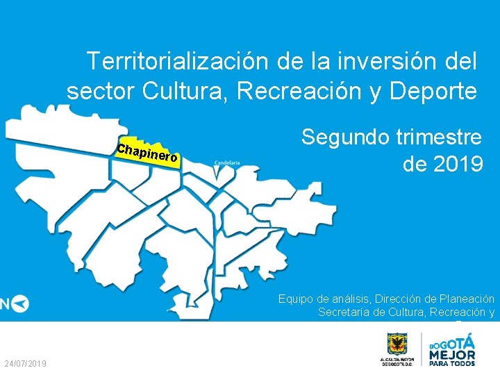 Territorialización de la inversión del sector Cultura, Recreación y Deporte Chapin ero Segundo trimestre