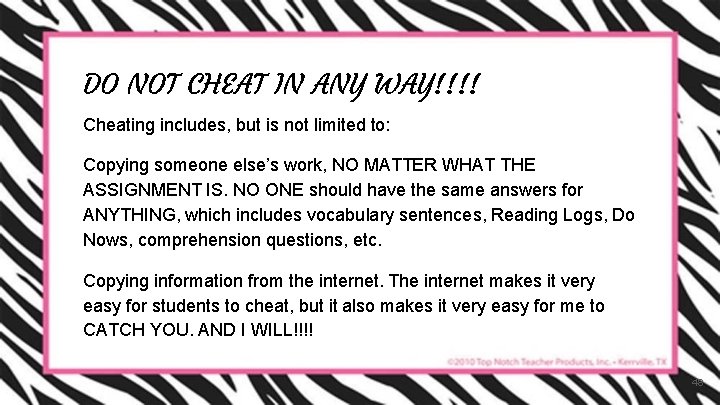 DO NOT CHEAT IN ANY WAY!!!! Cheating includes, but is not limited to: Copying