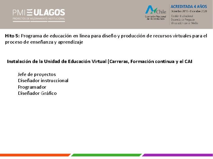Hito 5: Programa de educación en línea para diseño y producción de recursos virtuales