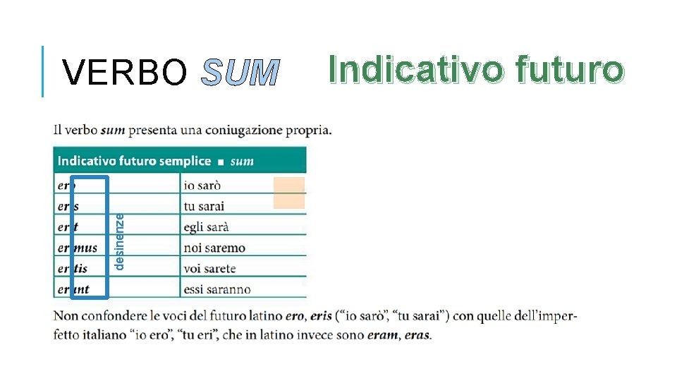 desinenze VERBO SUM Indicativo futuro 