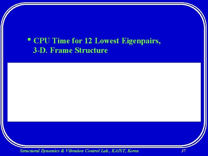  • CPU Time for 12 Lowest Eigenpairs, 3 -D. Frame Structural Dynamics &