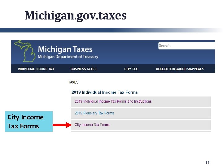 Michigan. gov. taxes City Income Tax Forms 44 